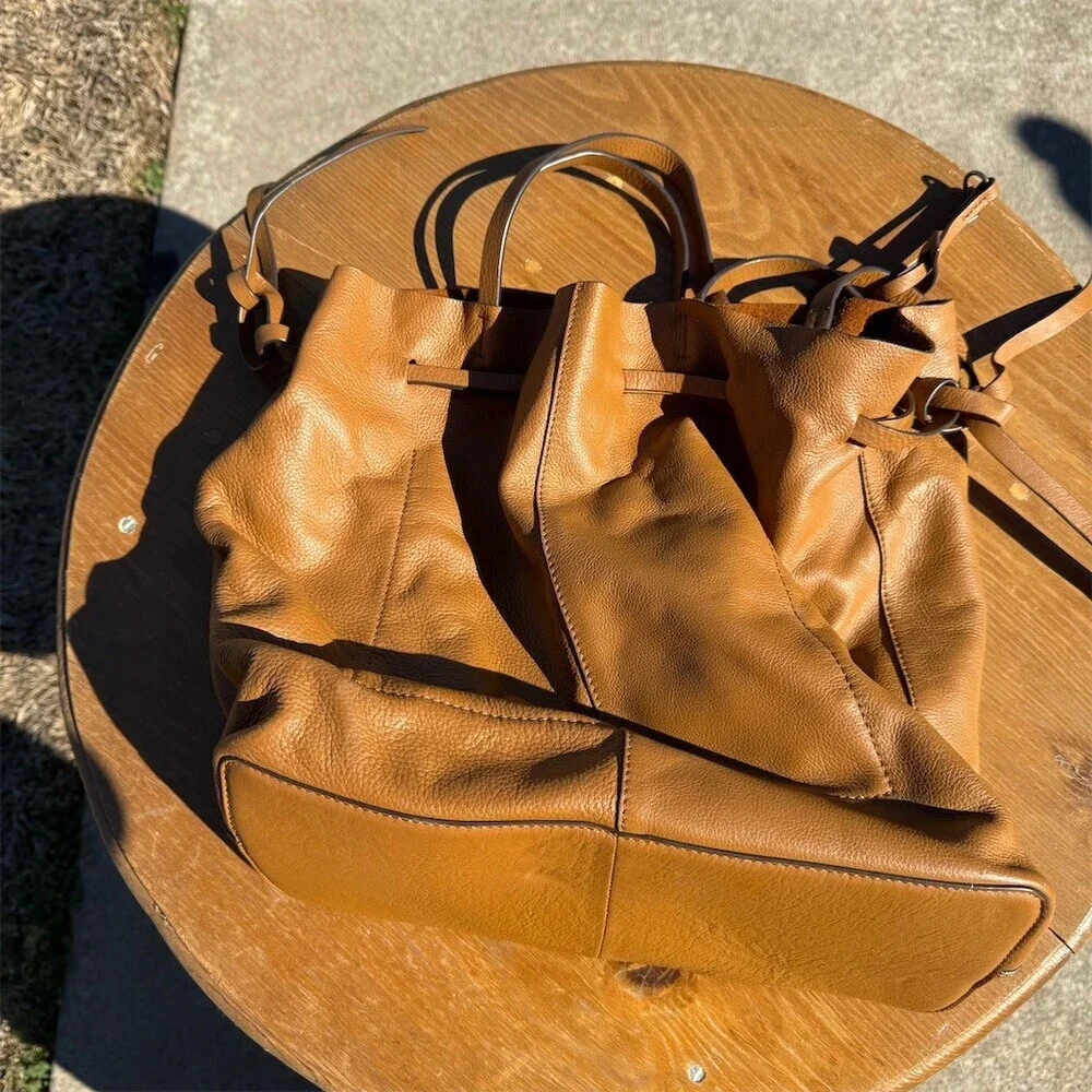 Lucky Brand Large Brown Leather Tote Bag